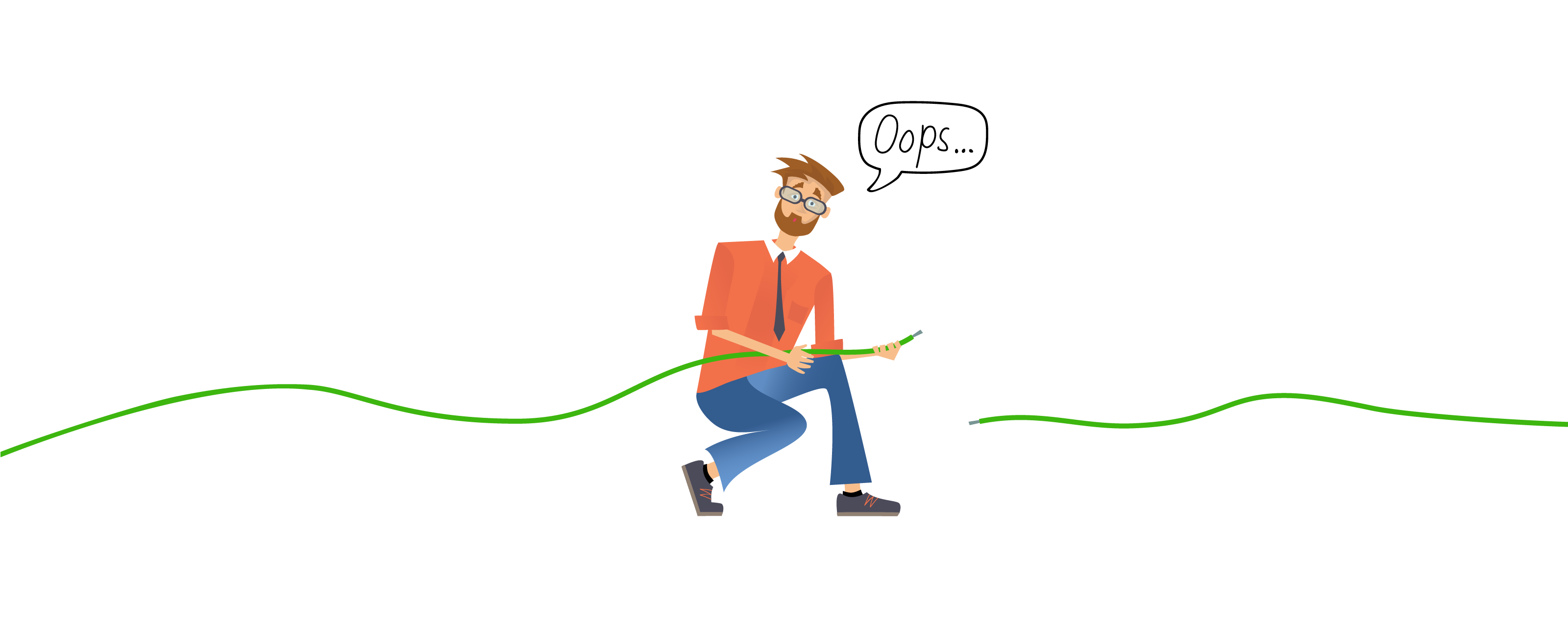 [Translate to Switzerland: German [de_CH]:] Murrelektronik-Mitarbeiter hält ein defektes Kabel (Clipart)